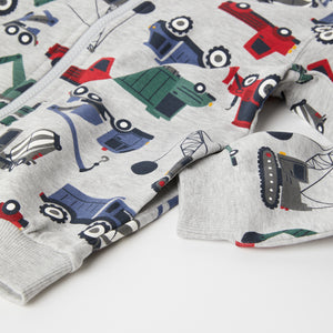 Vehicle Print  Cotton Kids Hoodie from the Polarn O. Pyret kidswear collection. Nordic kids clothes made from sustainable sources.