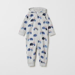 Grey Organic Cotton Baby All-in-one from the Polarn O. Pyret baby collection. Nordic baby clothes made from sustainable sources.