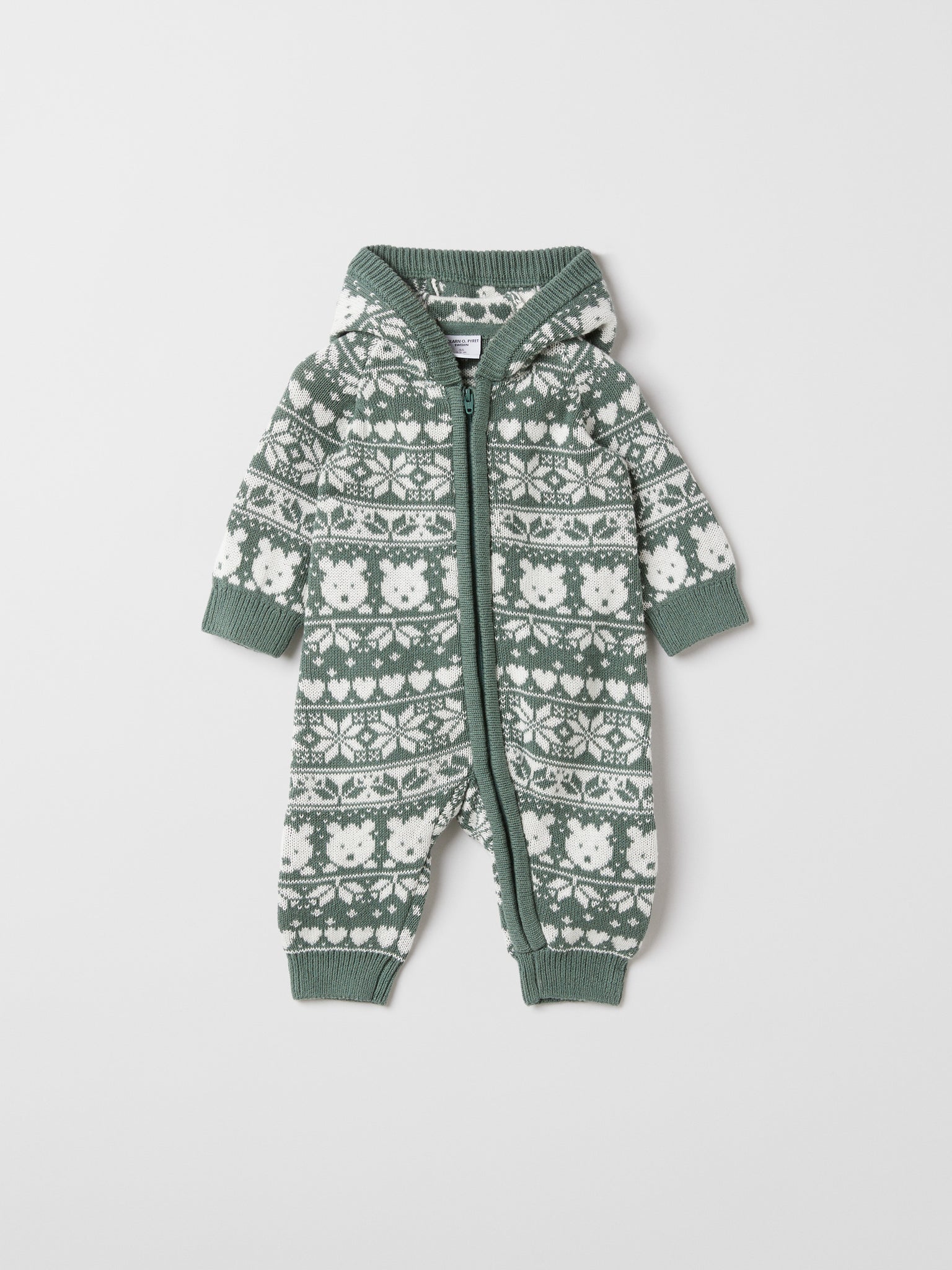 Christmas Cotton Baby All-in-one from the Polarn O. Pyret baby collection. Nordic baby clothes made from sustainable sources.