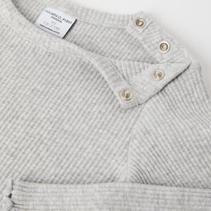Grey Organic Cotton Kids Top from the Polarn O. Pyret kidswear collection. Clothes made using sustainably sourced materials.
