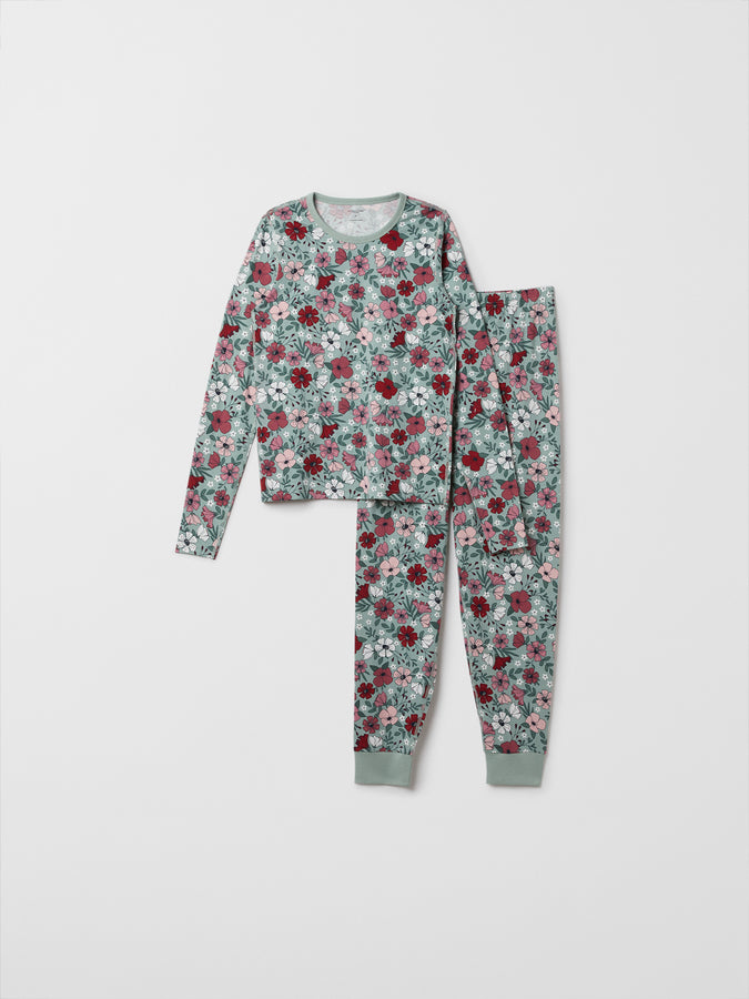 Floral Print Adult Pyjamas from the Polarn O. Pyret adult collection. Clothes made using sustainably sourced materials.