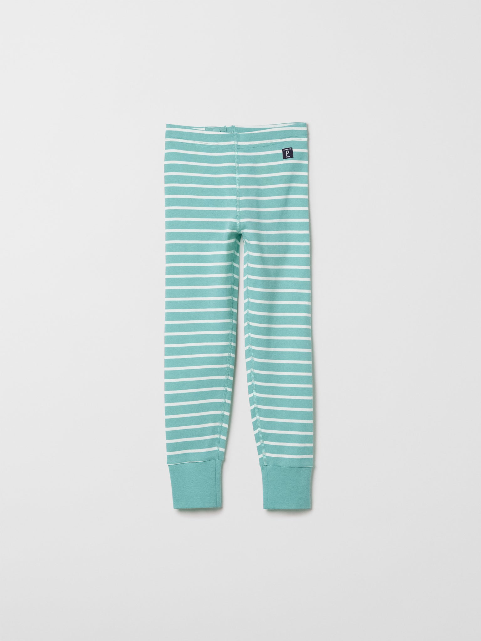 Striped Turquoise Kids Leggings | Polarn O. Pyret UK