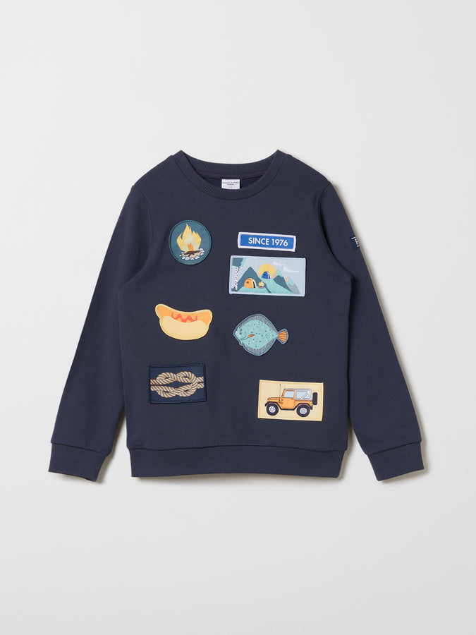Adventure Embroidered Kids Sweatshirt from the Polarn O. Pyret kidswear collection. Nordic kids clothes made from sustainable sources.