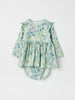 Floral Print Baby Bodysuit Dress from the Polarn O. Pyret baby collection. Ethically produced kids clothing.
