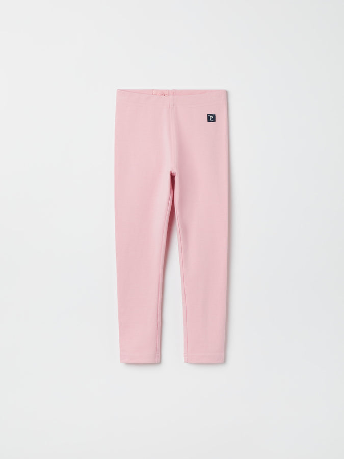 Pink Organic Cotton Kids Leggings from the Polarn O. Pyret kidswear collection. Ethically produced kids clothing.