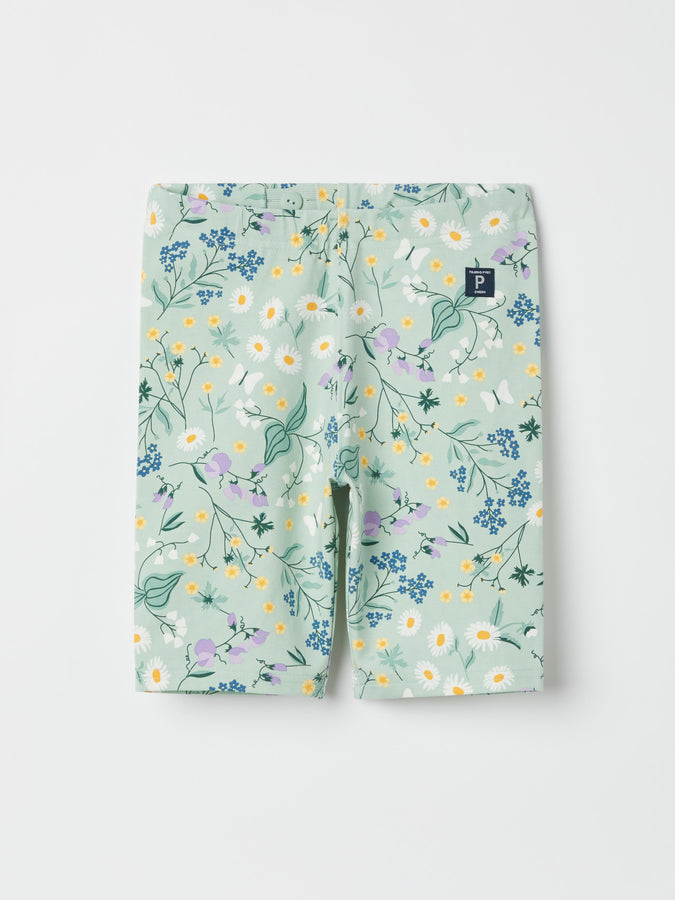 Floral Print Cycling Shorts from the Polarn O. Pyret kidswear collection. Clothes made using sustainably sourced materials.