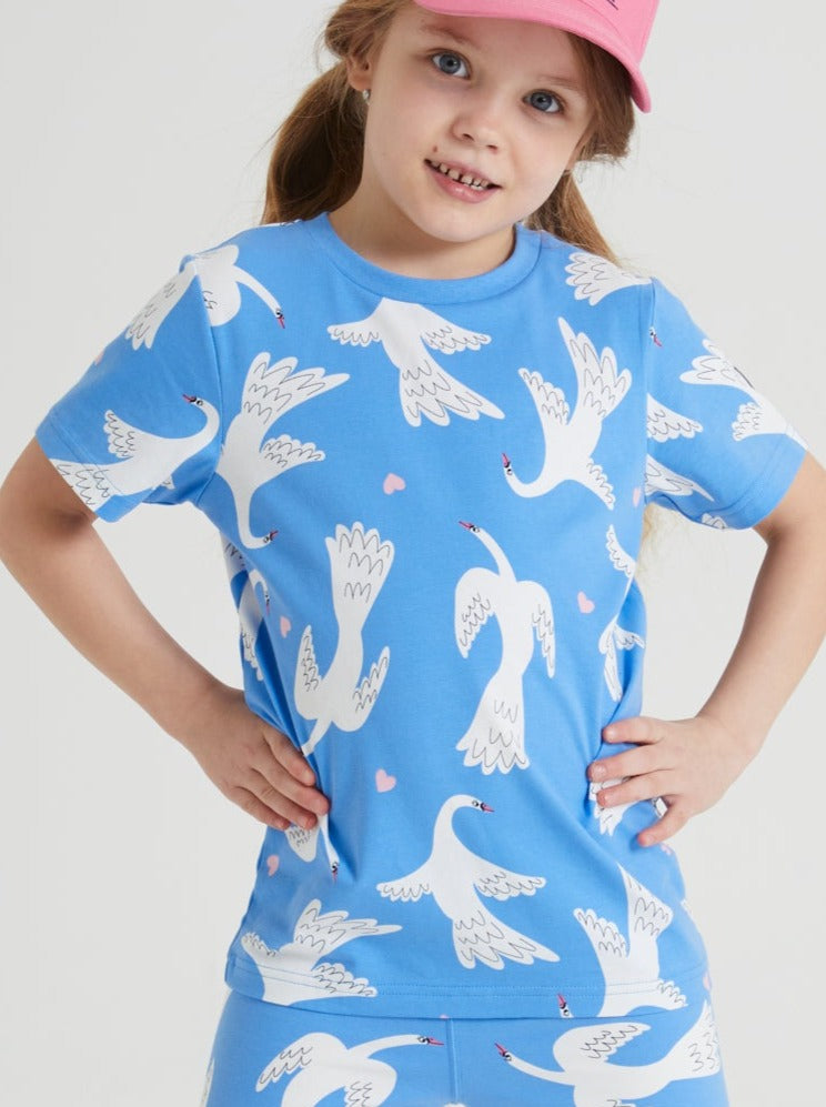 Swan Print Kids T-Shirt 5-6y / 116