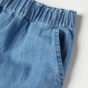 Cotton Denim Chambray Kids Shorts from the Polarn O. Pyret kidswear collection. Ethically produced kids clothing.