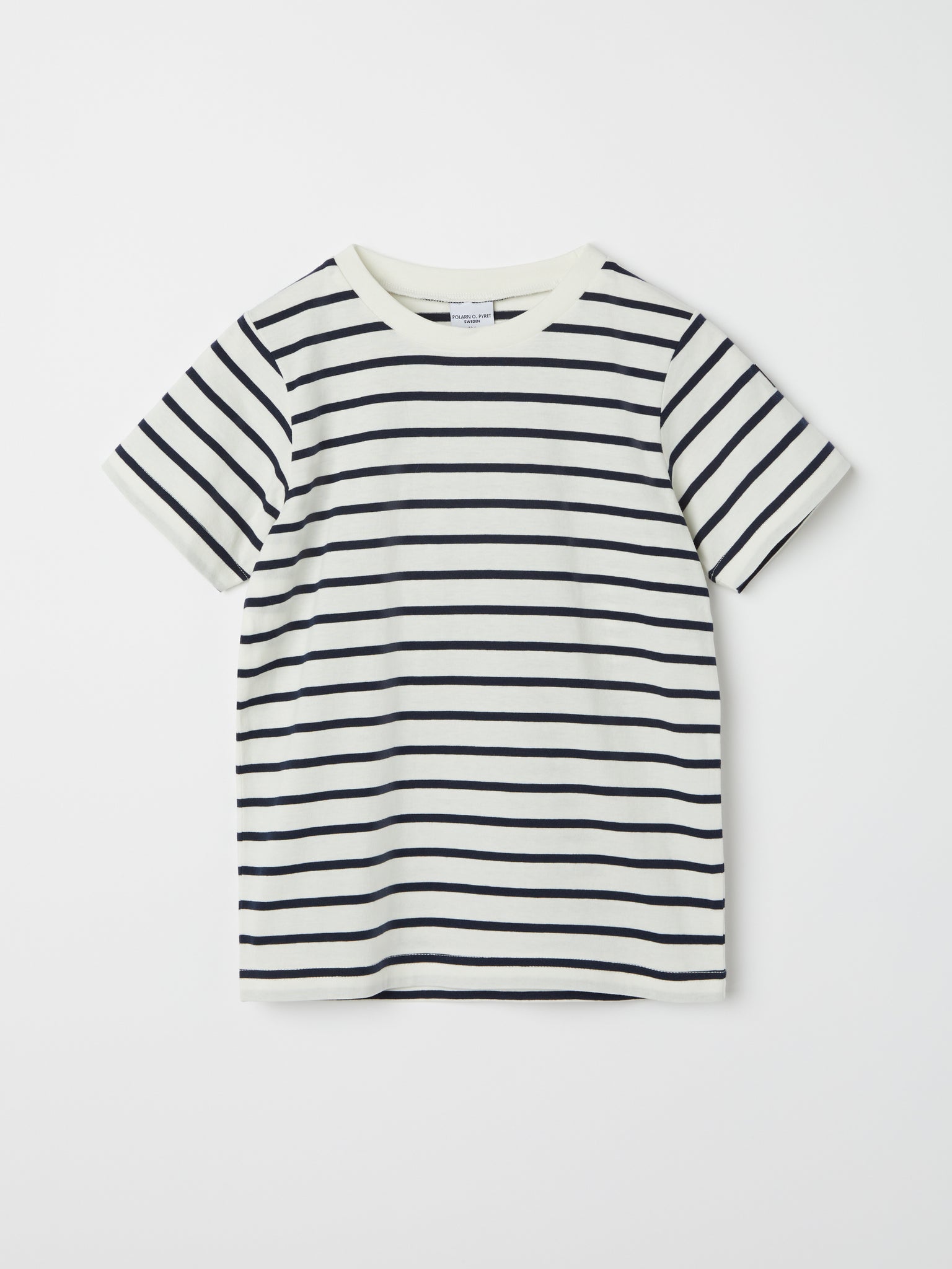 Navy Breton Stripe Kids T-Shirt from the Polarn O. Pyret kidswear collection. Clothes made using sustainably sourced materials.