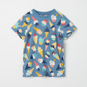 Blue Ice Cream Print T-Shirt from the Polarn O. Pyret kidswear collection. Clothes made using sustainably sourced materials.