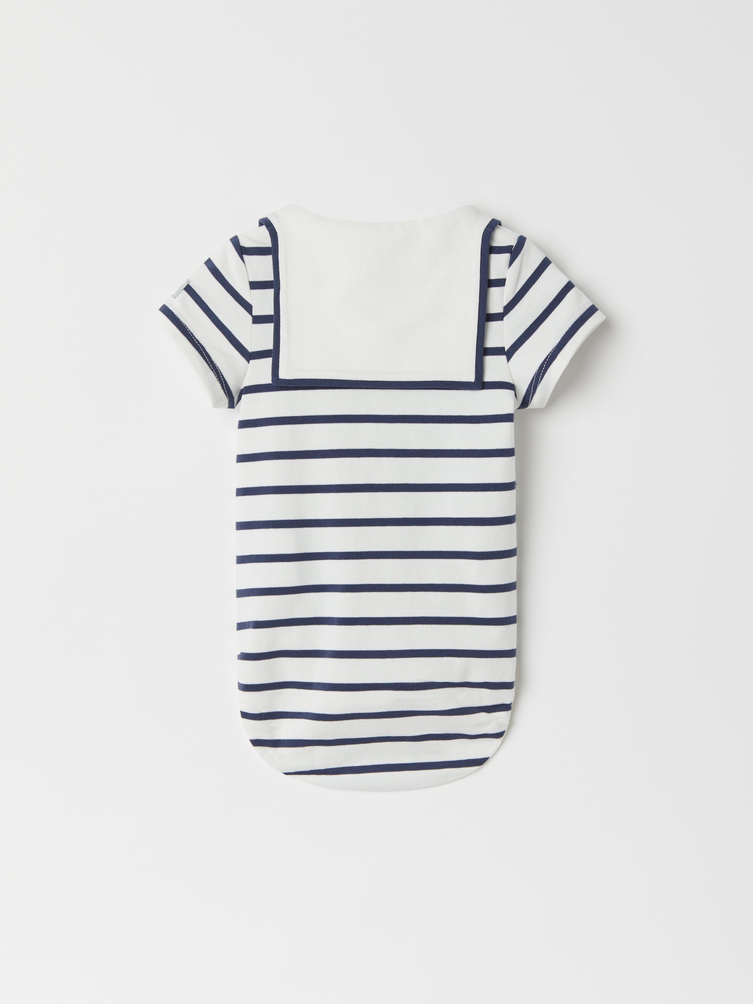 Organic Cotton Breton Stripe Short Sleeve Babygrow from the Polarn O. Pyret baby collection. Ethically produced kids clothing.