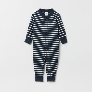 Baby Blue Striped Sleepsuit & All In One