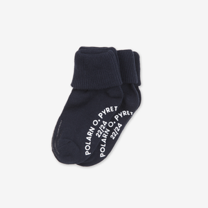 baby antislip crawling socks, navy organic cotton polarn o. pyret