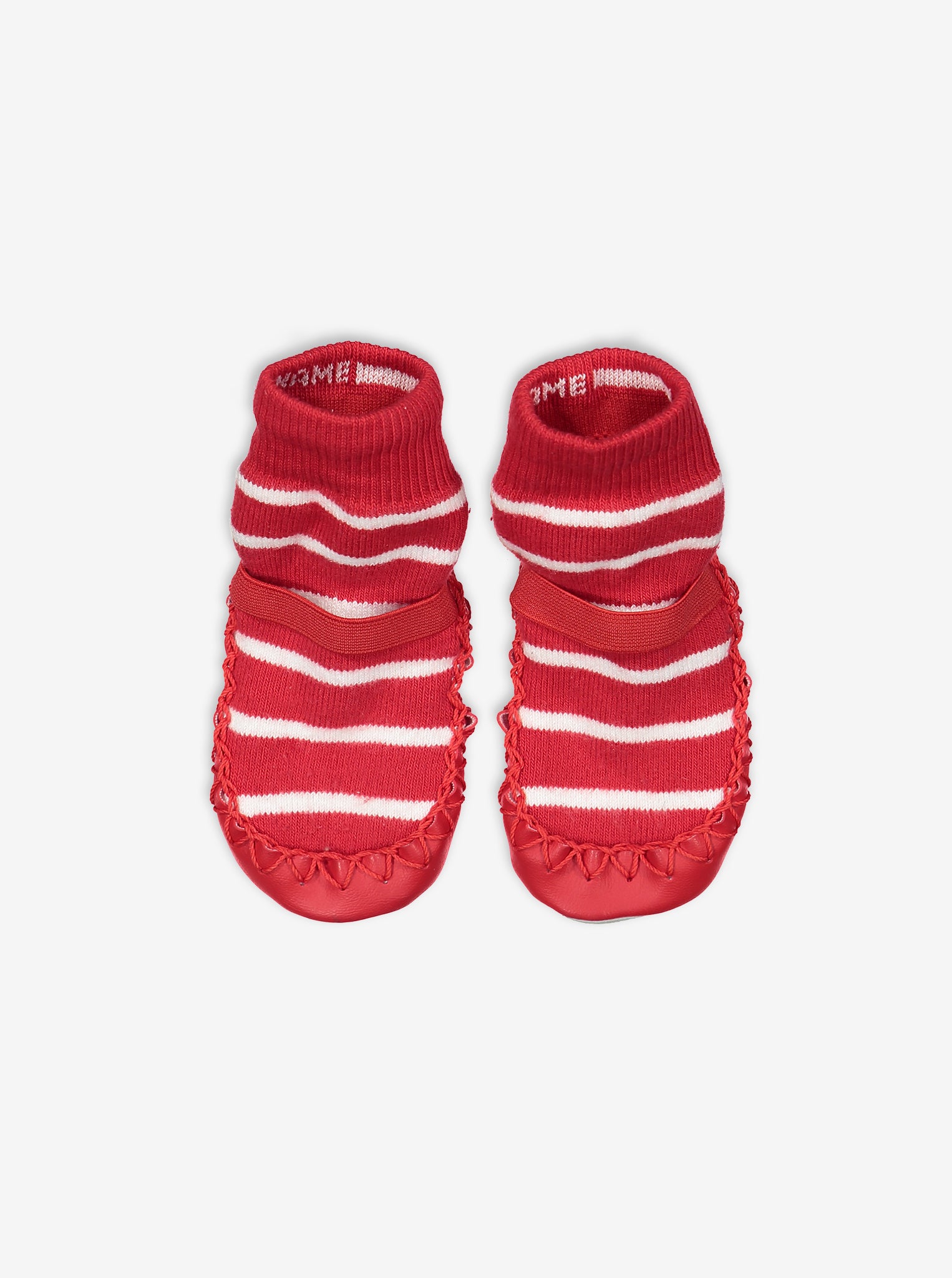 PO.P classic red and white striped  Moccasins