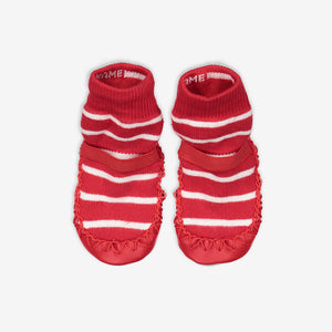 PO.P classic red and white striped  Moccasins