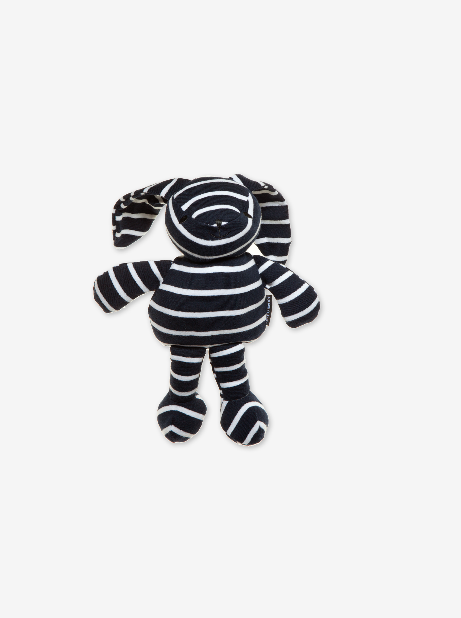 soft navy and white striped PO.P bunny toy for kids