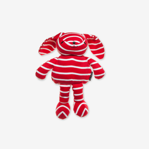 soft red and white striped PO.P bunny toy for kids