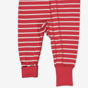 red and white stripes baby all in one, ethical organic cotton, polarn o. pyret quality