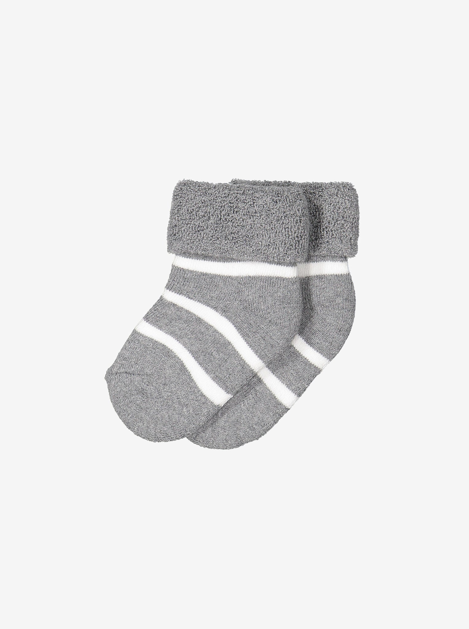 newborn baby Socks grey and white stripe antislip, organic cotton comfortable polarn o. pyret