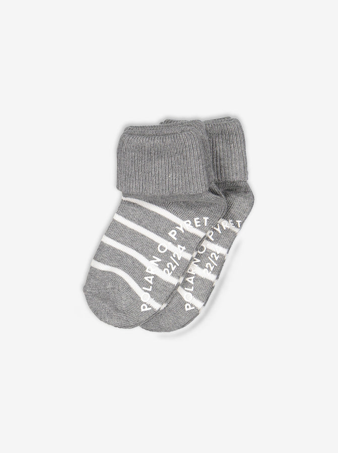 comfortable kids socks white and grey, organic cotton quality polarn o. pyret