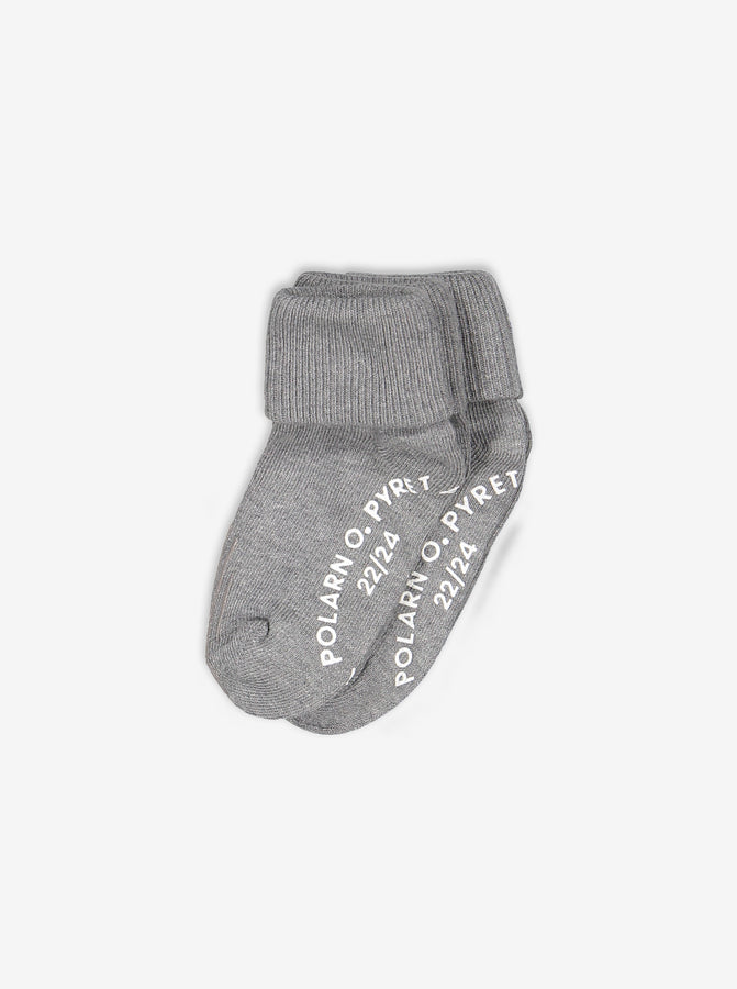 baby antislip crawling socks, grey organic cotton polarn o. pyret