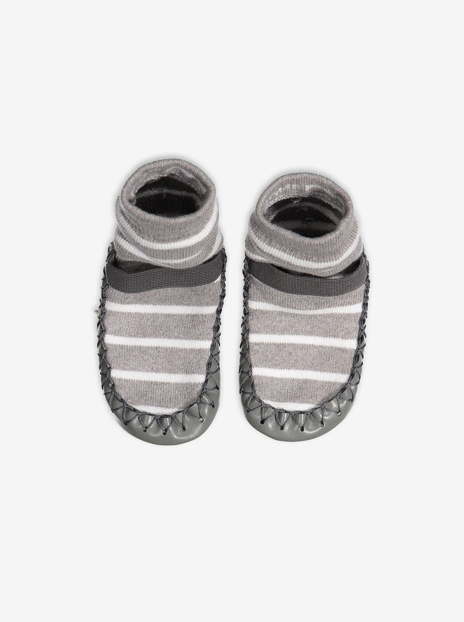 PO.P classic grey and white striped Moccasin slipper sock