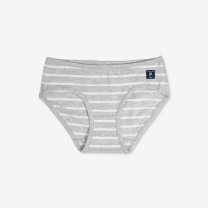 PO.P classic grey and white girls briefs made with organic cotton 
