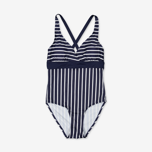 Striped Adult SwimsuitNavyAdultS -L