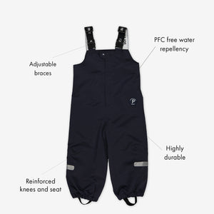 Baby waterproof black dungarees, ethical waterproof warm and comfortably high quality showing functions