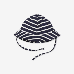Striped sun hat with tie strings for baby-Unisex-1m-2y-Blue