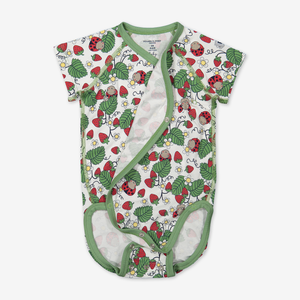 Summer Strawberry Wraparound Baby Bodysuit-Girl-0-6m-White