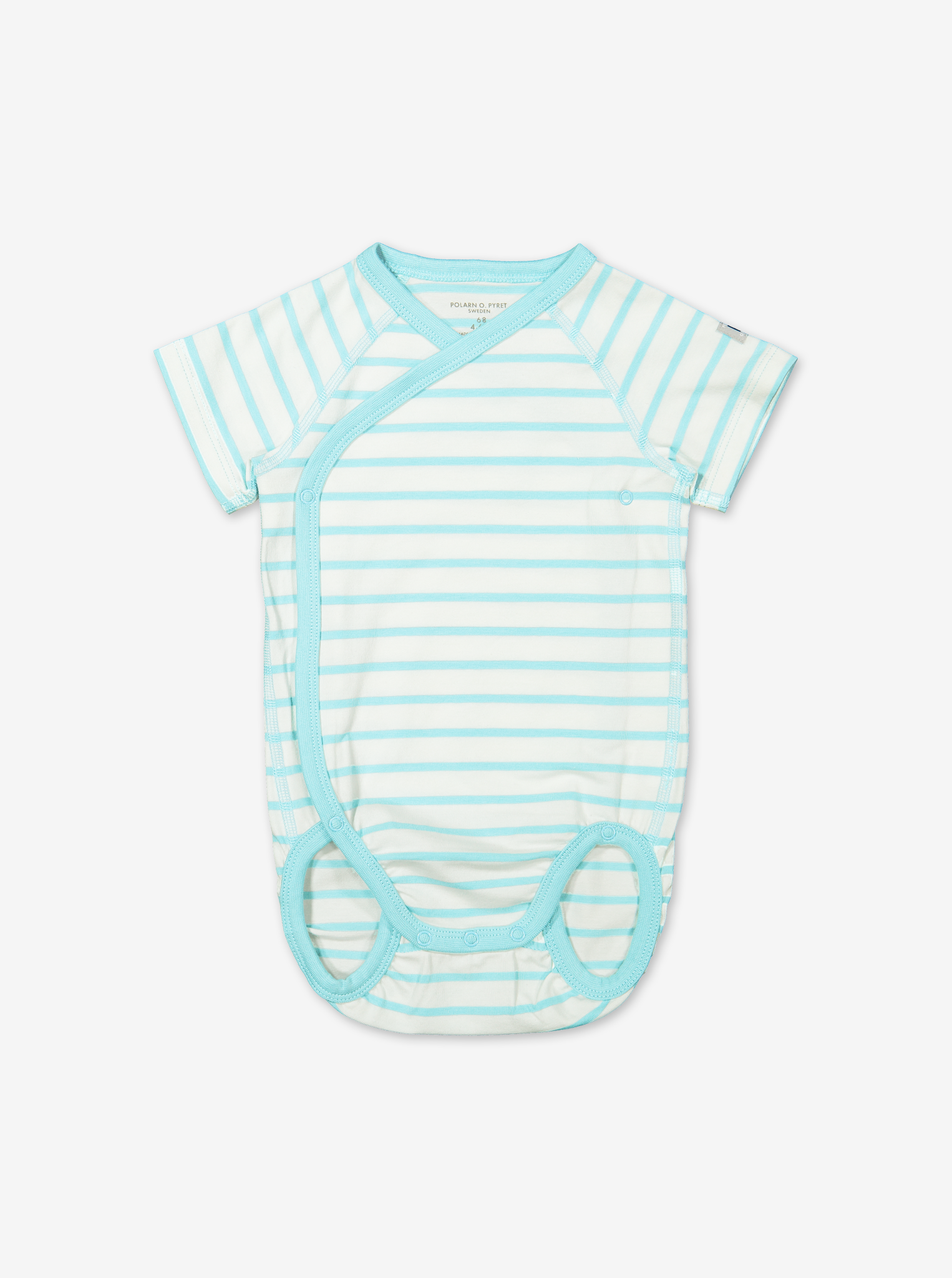 Striped Wraparound Baby Bodysuit-Unisex-Preterm - 6m-Turquoise