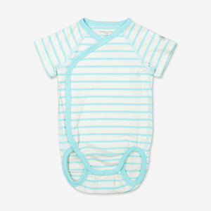 Striped Wraparound Baby Bodysuit-Unisex-Preterm - 6m-Turquoise