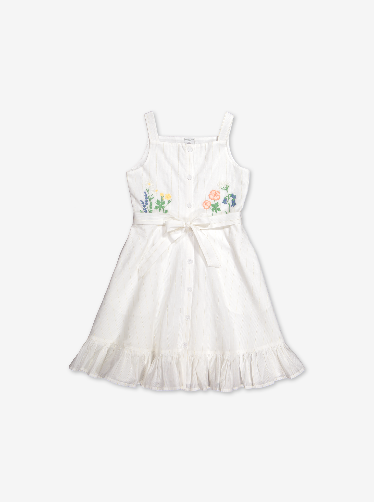 Flower Embroidered Kids Dress-Girl-6-12y-White