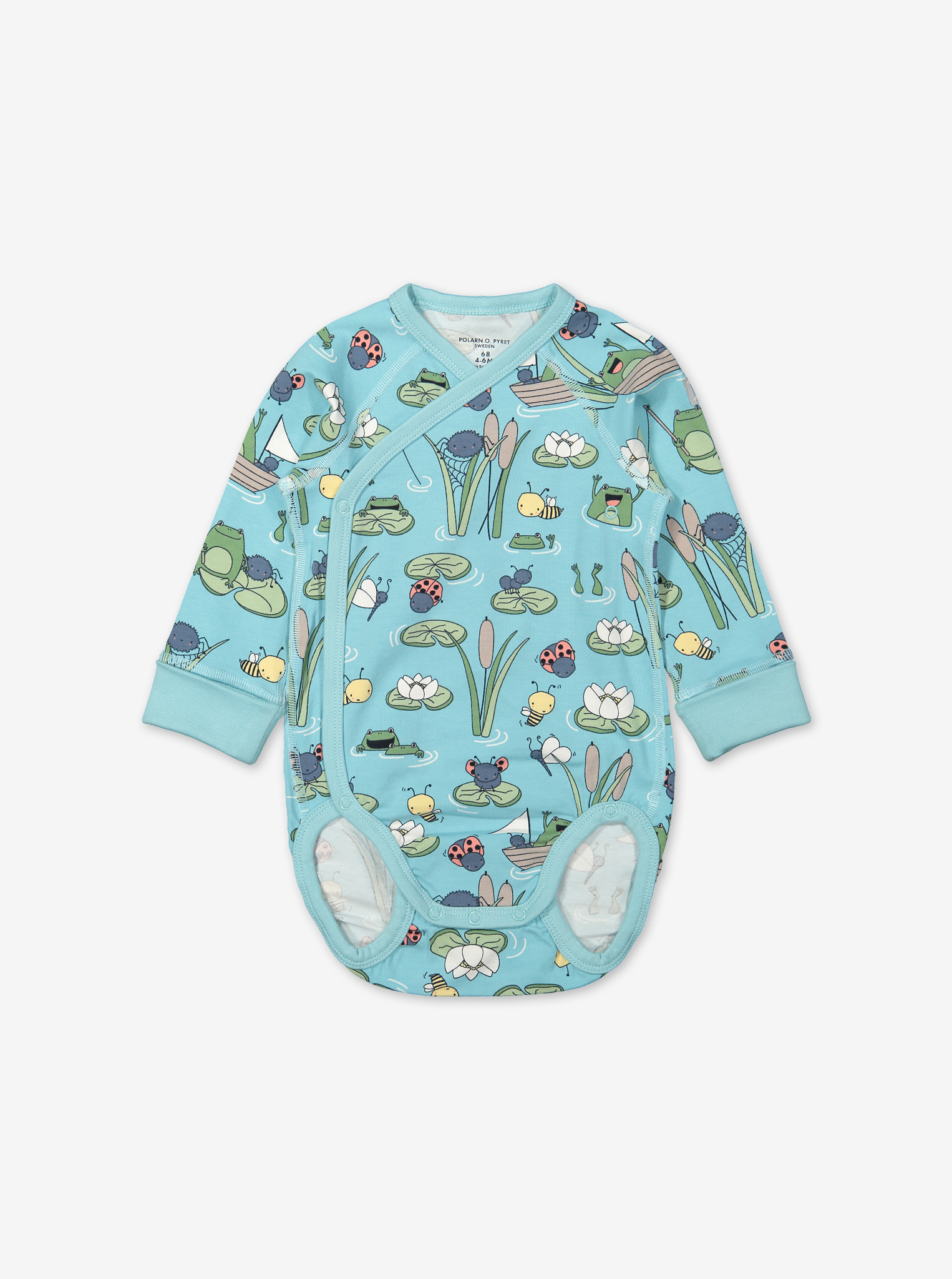 Pond Print Wraparound Baby Bodysuit-Unisex-0-6m-Turquoise