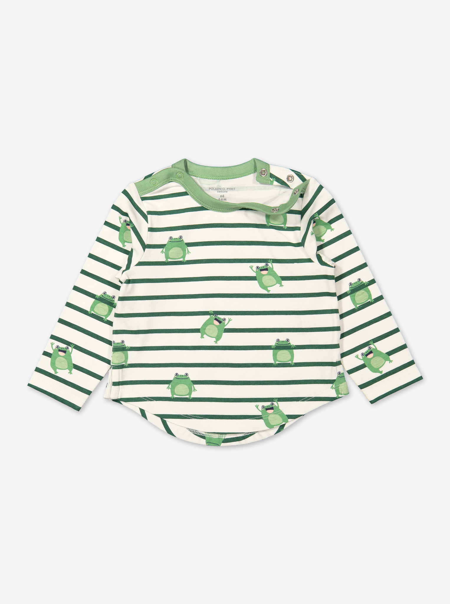 Stripe top with frog print for baby-Unisex-0-1y-White