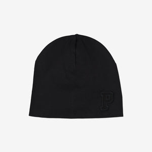 Kids Organic Cotton Black Beanie Hat, organic cotton, comfortable and warm, ethical polarn o. pyret 