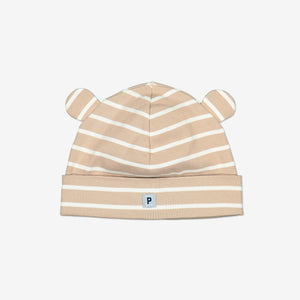 Striped Baby Beanie Hat-Unisex-Newborn-2y-Brown