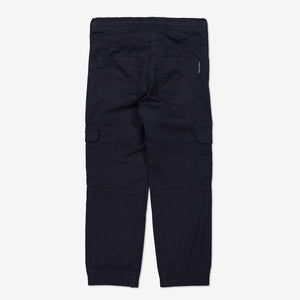 Kids Navy Blue Organic Cotton Cargo Trousers