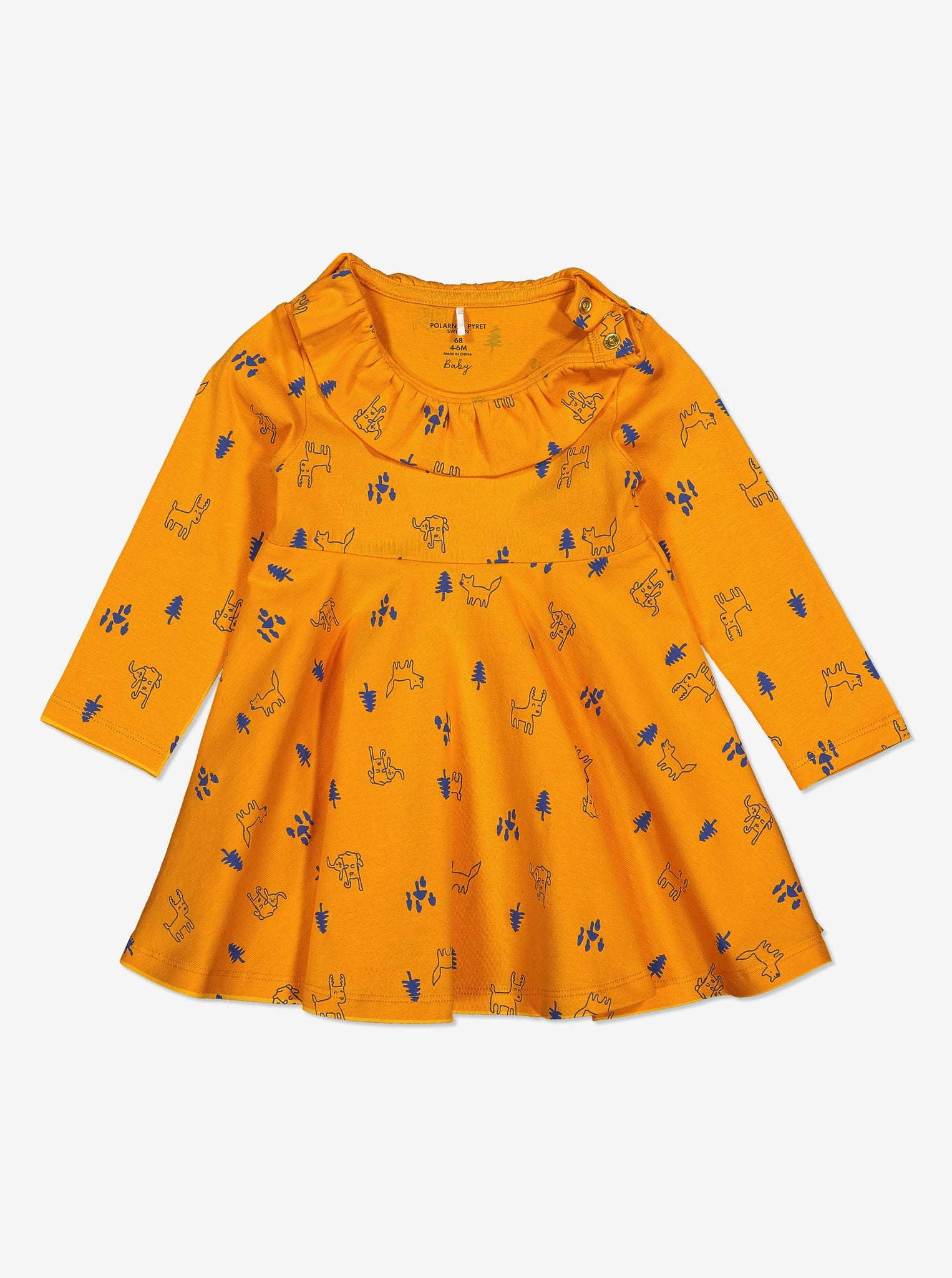 Forest Friends Baby Dress-Girl-0-1y-Yellow