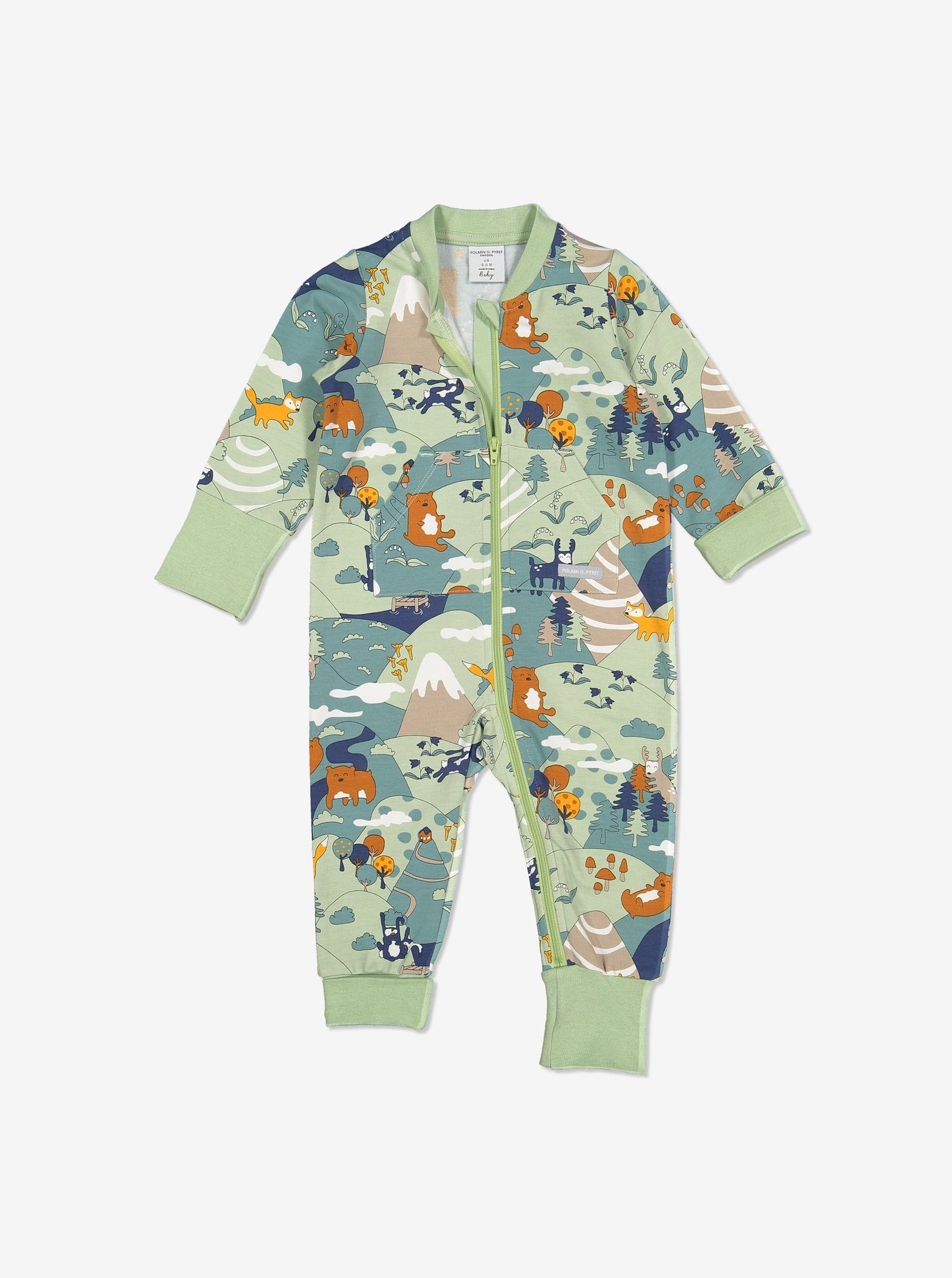 Nordic Forest Baby Romper-Unisex-0-1y-Green