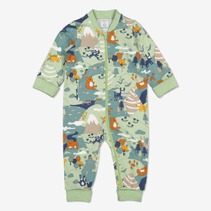 Nordic Forest Baby Romper-Unisex-0-1y-Green