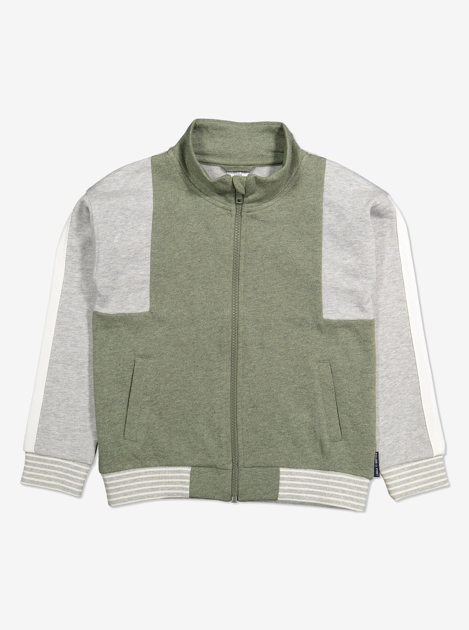 Two-Tone Kids Zipped Sweatshirt-Unisex-1-6y-Green