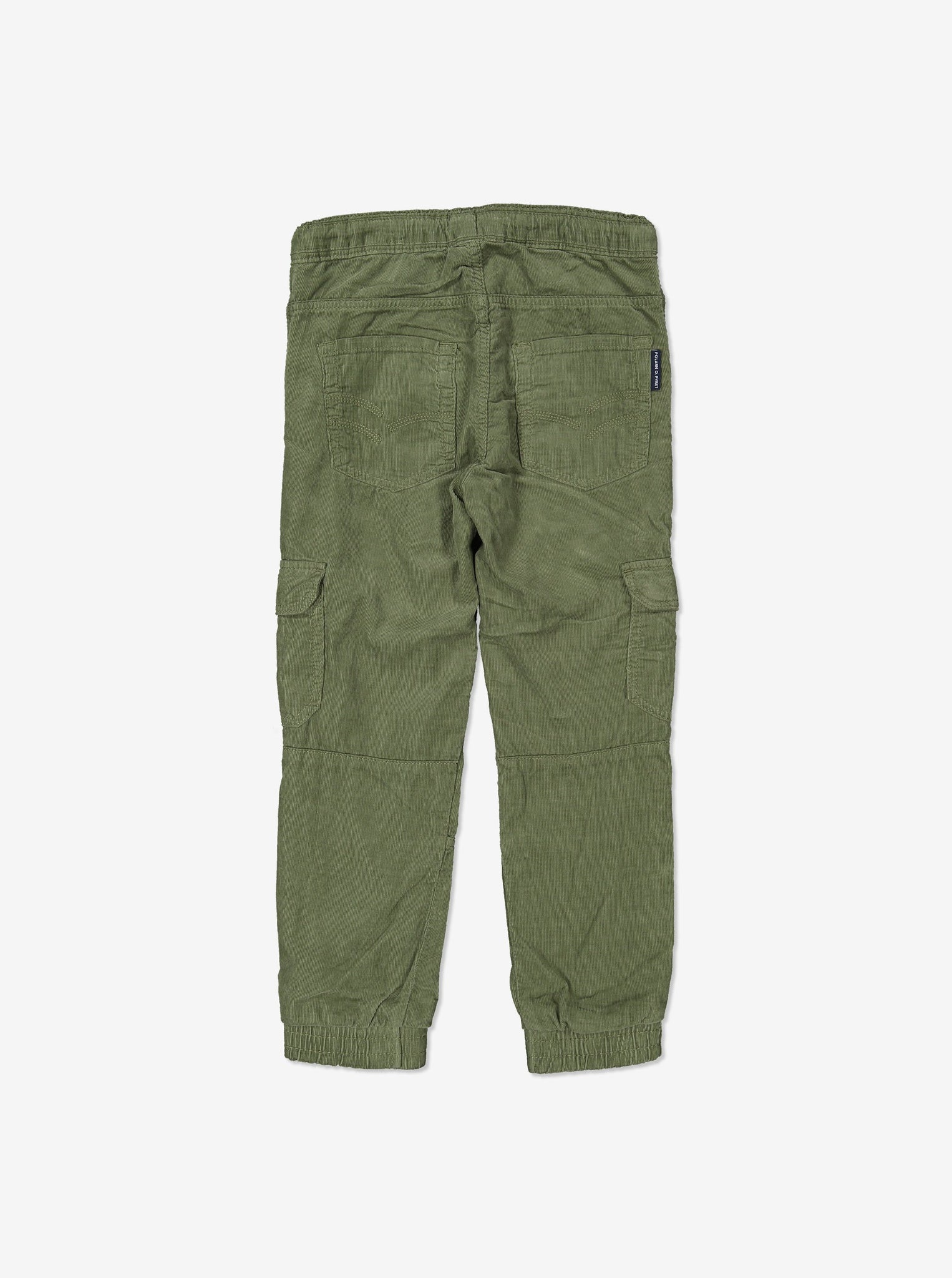 Unisex Green Corduroy Kids Cargo Trousers 1-6y
