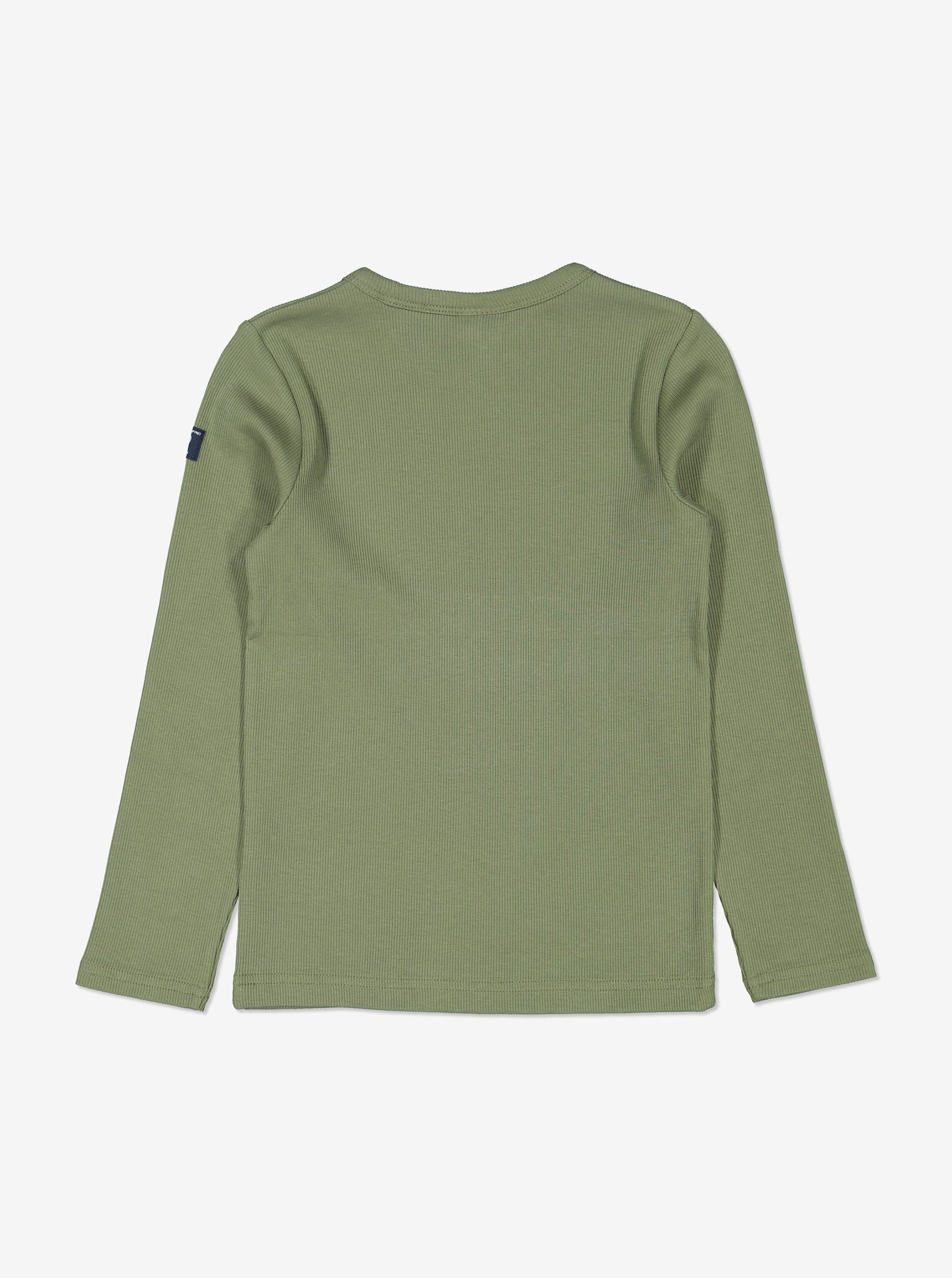 Back view of kids green top in soft organic cotton