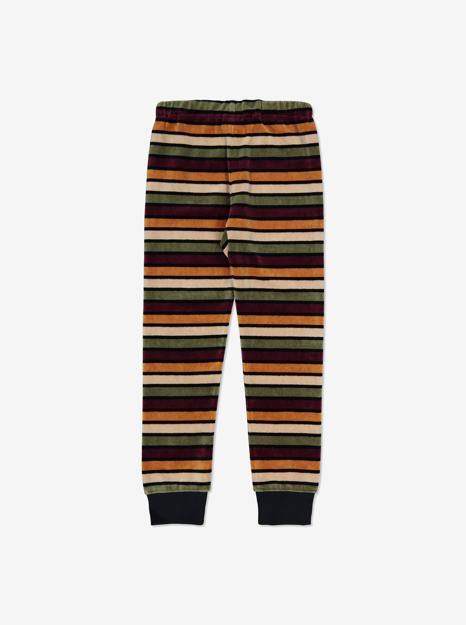 Unisex Navy Striped Velour Kids Trousers 1-8y