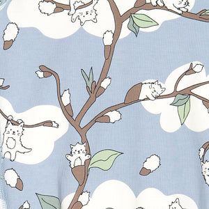 Organic Cotton Babygrow in Blue with Cat Print
