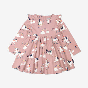 Girls Pink Kids Organic Cotton Unicorn Dress