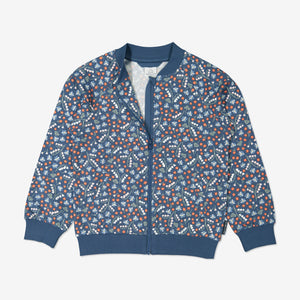 Girls Blue Kids Floral Print Jacket