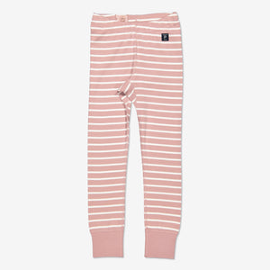 Kids Pink Striped Organic Leggings
